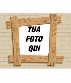 Photo frame effetto cartone animato di legno dove si può mettere la vostra foto