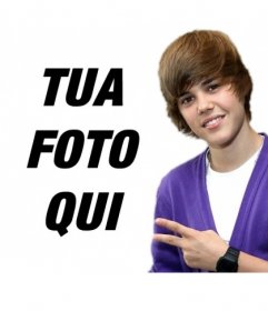 Fotomontaggio di scattare una foto con Justin Bieber