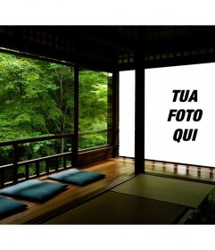 Fotomontaggio di un zen giapponese e il tuo proiettato su un quadro a parete
