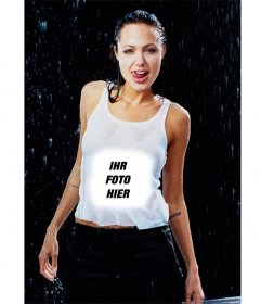 Setzen Sie Ihr Bild auf dem Hemd des sexy Angelina Jolie