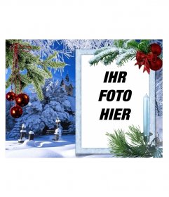 Weihnachtskarte mit Ihrem Foto auf einem weißen rechteckigen Rahmen