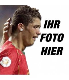 Machen Sie eine Collage aus Ihrem Foto mit einem Bild von Cristiano Ronaldo zu weinen