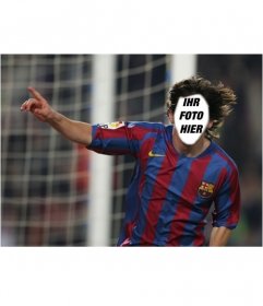 Setzen Sie ein Gesicht zum Fußballer Lionel Messi mit dieser Fotomontage Spaß