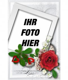 Karte mit Polaroid-Stil und die Form einer Rose, speziell für den Valentinstag