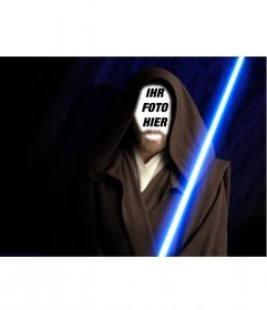 Fotomontage von Obi Wan Kenobi in den Film Star Wars. Erstellen Sie die Collage mit Ihren Fotos