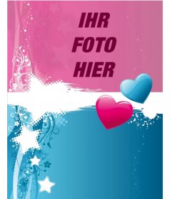 Valentine Postkarte Herzen Zweifarbige gestaltbare mit Foto. Bearbeiten Sie diese Fotomontage online und kostenlos. Sie können es zu drucken oder senden Sie es per E-Mail