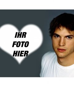 Fotomontage auf einen herzförmigen Bild mit Ashton Kutcher setzen