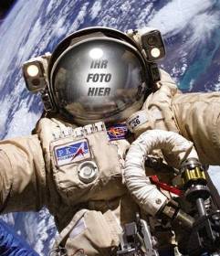 Fotomontage Astronaut auf einem Weltraumspaziergang, um Ihr Foto setzen