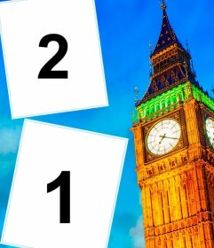 Postkarte an zwei Bilder von Big Ben in London setzen Sie Ihre Fotos online tun können
