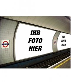 Fotomontage die beiden Fotos zu setzen Sie in ein paar Anzeigen in der U-Bahn wollen