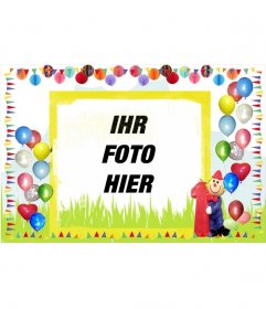 Geburtstagskarte mit bunten Luftballons begrenzt