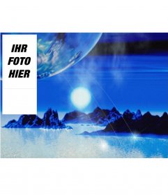 Wallpaper for twitter mit einem futuristischen Hintergrund eines blauen Planeten