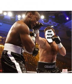 Fotomontage, wo Sie einen Online-Boxer werden kann