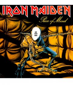 Fotomontage der CD-Cover von Iron Maiden Ihr Gesicht
