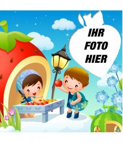 Post Alegre für Kinder mit Erdbeerförmigen Rahmen