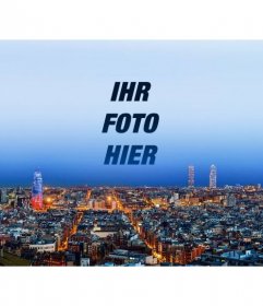 Collage mit der Skyline von Barcelona, ​​um ein Bild in den Himmel gebracht und fertigen Sie mit Text