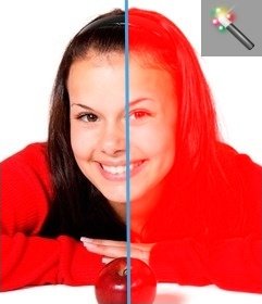 Mit diesem Effekt dieses Foto können Sie in rot Bild einzufärben, dh Sie können das Farbschema auf einer Skala von rot, online und kostenlos zu ändern