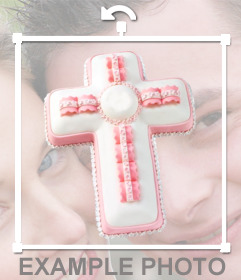 Aufkleber von einem Kreuz aus rosa und weiße Farbe für Ihre Fotos