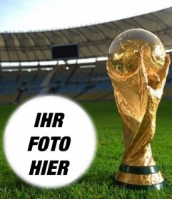 Fotomontage mit der Weltmeisterschaft, um ein Foto in eine Kugelform gebracht
