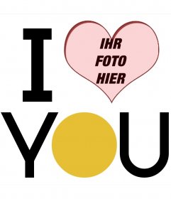 Herzförmige Rahmen mit "I LOVE YOU" in großen Buchstaben, um Ihre Fotos setzen