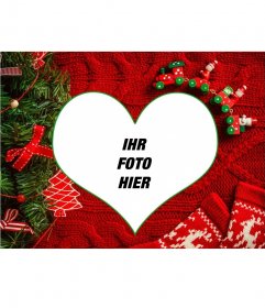 Collage mit Ihrem Bild in Form eines Herzens mit einer Weihnachtskarte