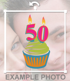 Photoeffekt 50 Jahre zu feiern einen kleinen Kuchen auf Ihrem Foto-