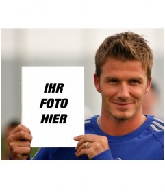 Fotomontage auf dem Cover des Buches von David Beckham, der sich zeigt in den Kader