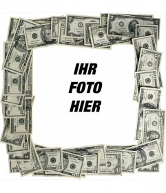 Fotorahmen von Dollar-Scheine gemacht, um das Foto in den Hintergrund zu stellen