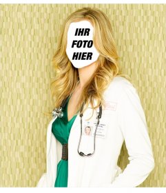 Editierbare Fotomontage eine blonde Krankenschwester