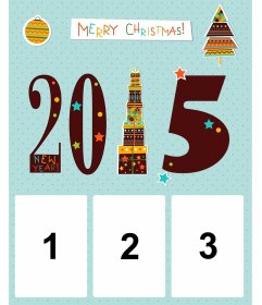 Weihnachten und Neujahr ecard für drei Fotos