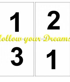 Fotocollage mit dem Satz Folgen Sie Ihren Träumen 4 Ihrer Fotos hochzuladen