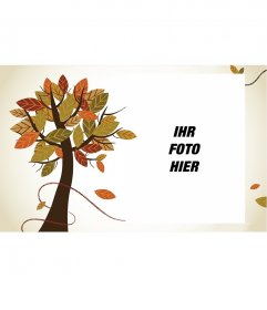 Herbst Bilderrahmen mit einem Baum und weiß