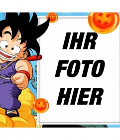 Fotomontagen und Rahmen mit Son Goku