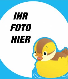 Editierbare Rahmen mit einer gelben Ente perfekt für Baby-Bilder