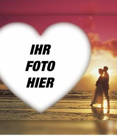 Romantische Wirkung Ihr Foto mit einem Paar in einem Sonnenuntergang zu laden