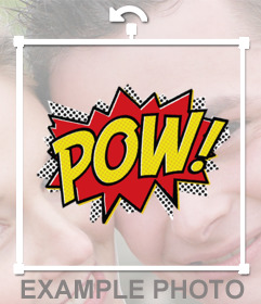 Aufkleber von Comic-Explosion mit dem Ausdruck POW! auf Ihre Fotos einfügen