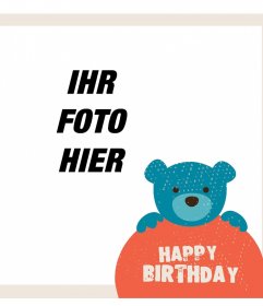Rahmen mit einem Teddybären und den Worten Happy Birthday Ihr Foto