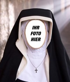 Fotomontage einer Nonne, um das Foto Ihres Gesichts zu setzen