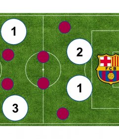 Ausrichtung des FC Barcelona auf dem Platz zu 4 Bilder hinzufügen, 