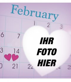 Feiern Sie Valentinstag mit diesem Fotomontage eines Kalender Februar