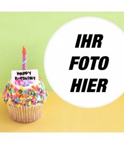 Photo-Effekt mit einem Geburtstag Cupcake für Ihr Foto