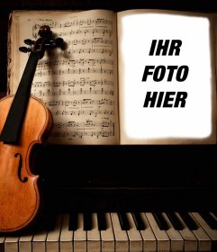 Laden Sie Ihr Foto dieser Fotomontage einer Violine und Klavier