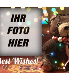 Fotoeffekt eines Bären mit Weihnachtsbeleuchtung für Ihr Foto