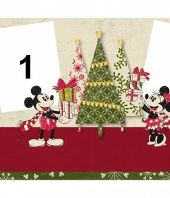 Weihnachtsfotoeffekt für zwei Fotos mit Mickey und Minnie