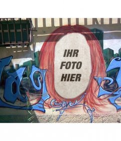 Fotomontage eines Graffiti eines Kopfes Ihr Gesicht zu setzen