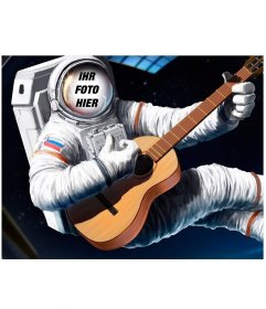 Fotomontage Ihr Gesicht mit einer Gitarre auf einem Astronauten zu setzen