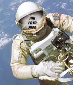 Erstellen Sie eine Fotomontage eines Astronauten und halten Sie Ihr Gesicht in den Helm