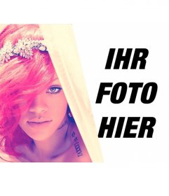 Fotomontage mit Rihanna mit Vintage-Kostüm