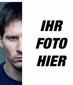 Erstellen Sie eine Fotomontage mit dem halben Gesicht Messi rivalisierenden Ihnen zu der gegenüberliegenden Seite