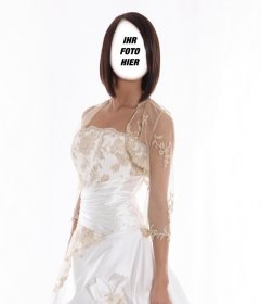 Fotomontage zu verkleiden sich als Braut mit braunen und kurzen Haaren 